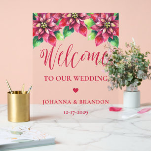 Christmas Red Wedding Welcome  Acrylic Sign