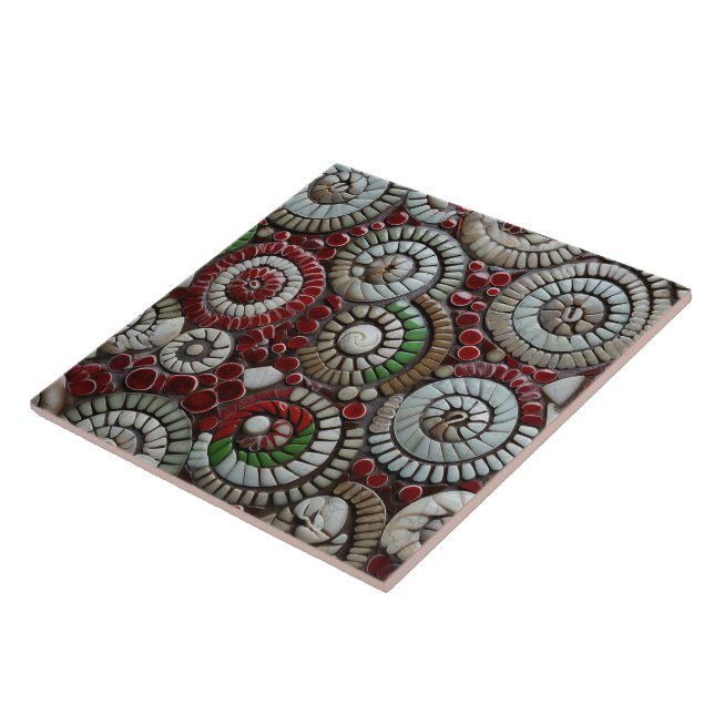 Christmas Red White and Green Marble Abstract Tile (Side)