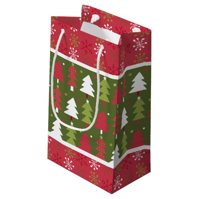 Christmas Red, White and Green Tree  Small Gift Bag (Back Angled)