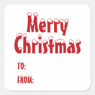 Christmas red white blank to from cute  square sticker