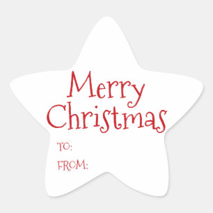 Christmas red white blank to from cute star sticker