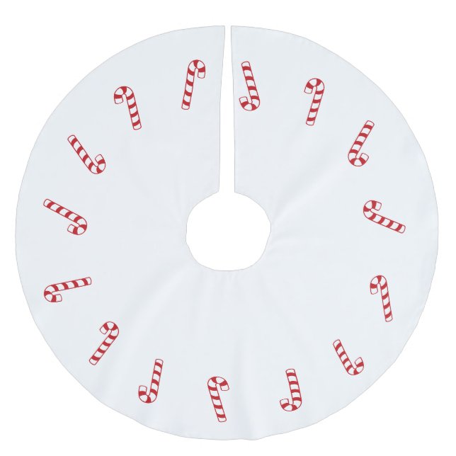 Christmas red white candy cane cute modern  brushed polyester tree skirt (Front)