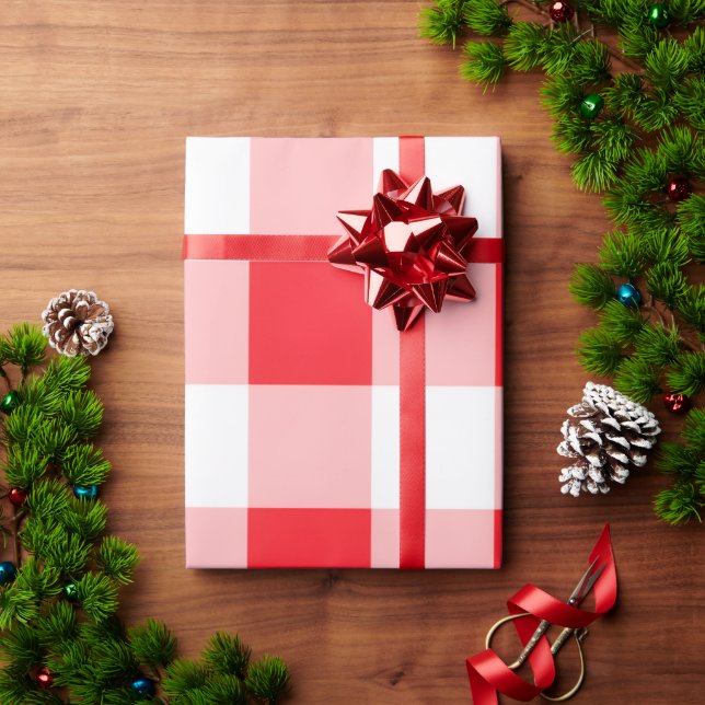 Christmas Red White Check  Wrapping Paper (Holiday Gift)