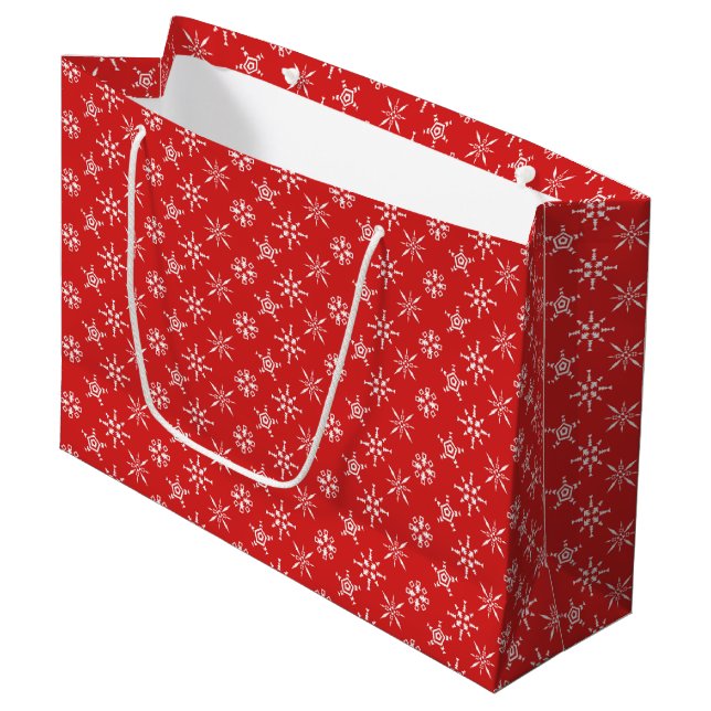 Christmas Red White Elegant Holidays Large Gift Bag (Front Angled)