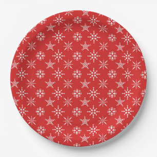Christmas Red White Elegant Holidays Paper Plate