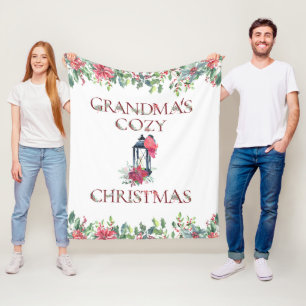 Christmas Red, White Grandma's Cozy Fleece Blanket