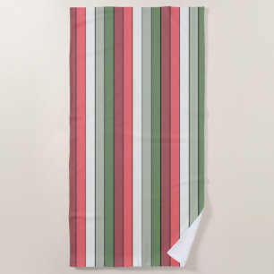 Christmas Red White Green Colour On Textured Paper Beach Towel