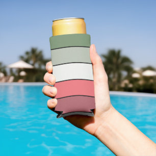 Christmas Red White Green Colour On Textured Paper Seltzer Can Cooler