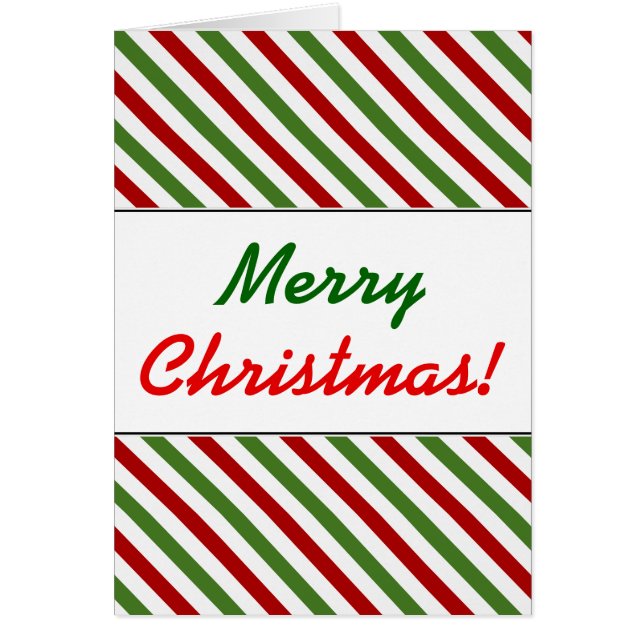 Christmas; Red, White & Green Striped Pattern (Front)