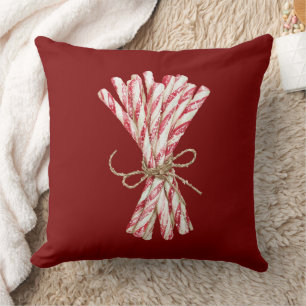 Christmas Red White Peppermint  Cushion