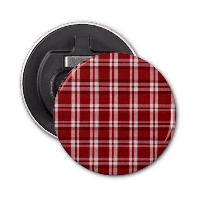 Christmas Red White Plaid Bottle Opener (Front)