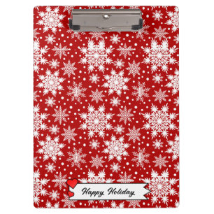 Christmas Red & White Snowflake Seamless Pattern Clipboard
