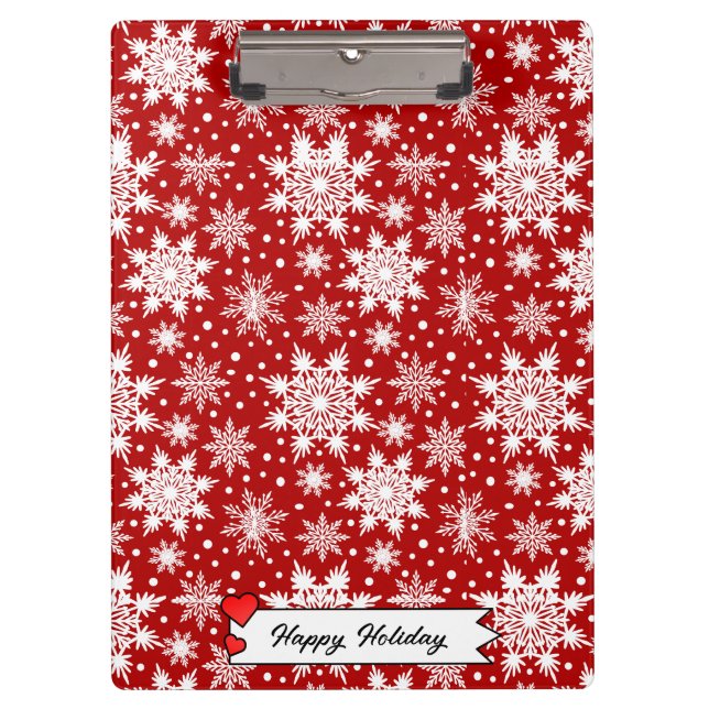  Christmas Red & White Snowflake Seamless Pattern  Clipboard (Front)