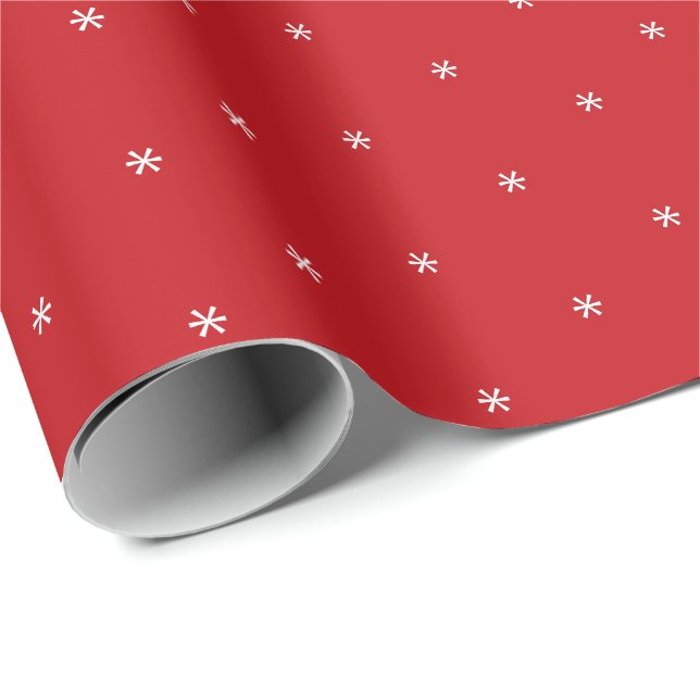 Christmas red white snowflakes cute Holiday gift Wrapping Paper (Roll Corner)