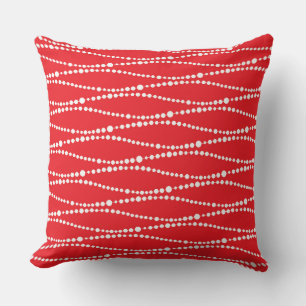 CHRISTMAS RED & WHITE STRING OF PEARLS CUSHION