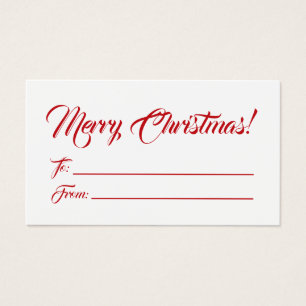 Christmas red white to from blank script cards