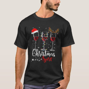Christmas Red Wine Glass Santa Hat For Women Men X T-Shirt