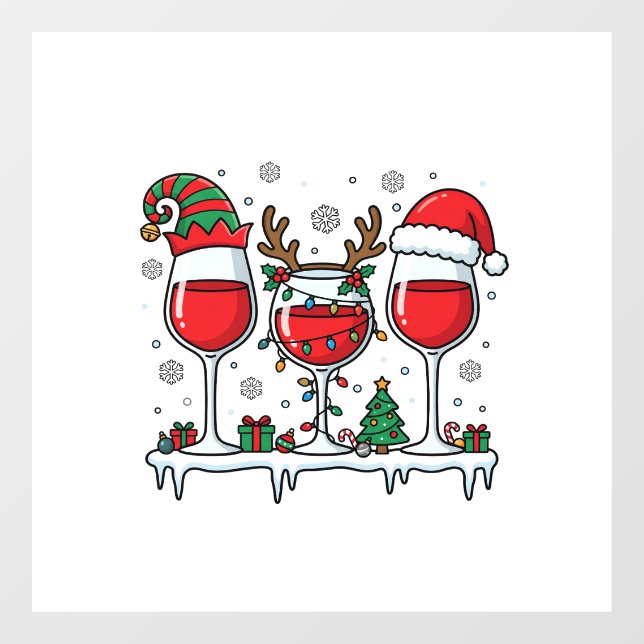 Christmas Red Wine Glasses Holiday Vector (Sheet)