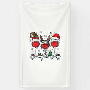 Christmas Red Wine Glasses Holiday Vector Banner