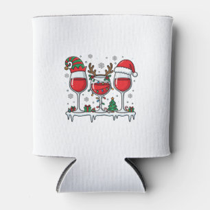 Christmas Red Wine Glasses Holiday Vector Can Cooler