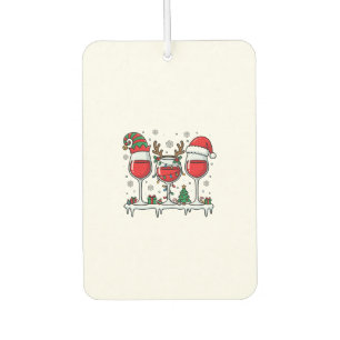 Christmas Red Wine Glasses Holiday Vector Car Air Freshener