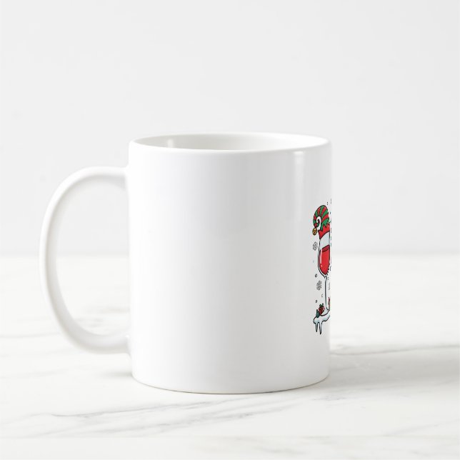 Christmas Red Wine Glasses Holiday Vector Coffee Mug (Left)