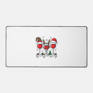 Christmas Red Wine Glasses Holiday Vector Desk Mat