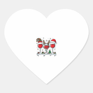 Christmas Red Wine Glasses Holiday Vector Heart Sticker