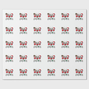 Christmas Red Wine Glasses Holiday Vector Wrapping Paper