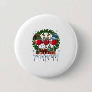 Christmas Red Wine Glasses Holly Wreath Snowman Ha 6 Cm Round Badge