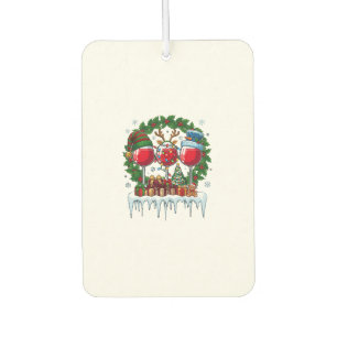Christmas Red Wine Glasses Holly Wreath Snowman Ha Car Air Freshener