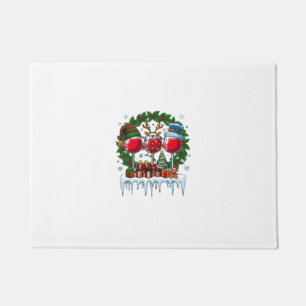 Christmas Red Wine Glasses Holly Wreath Snowman Ha Doormat