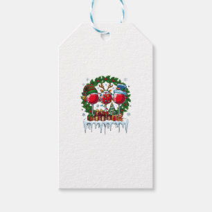 Christmas Red Wine Glasses Holly Wreath Snowman Ha Gift Tags
