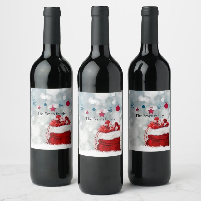 Christmas red wine label (Bottles)