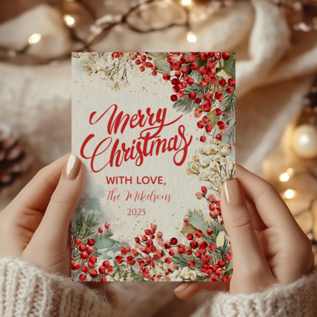 Christmas Red Winter Berries Holiday Card (Creator Uploaded)