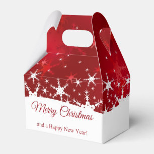 Christmas Red Winter Snowflakes Favour Box