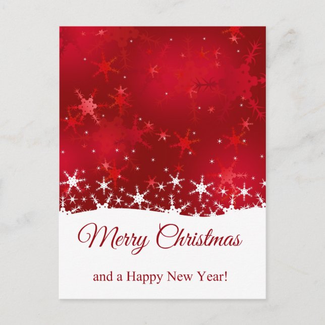 Christmas Red Winter Snowflakes Holiday Postcard (Front)
