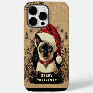 Christmas regal Siamese Cat, Xmas Santa Kitten iPhone 14 Pro Max Case