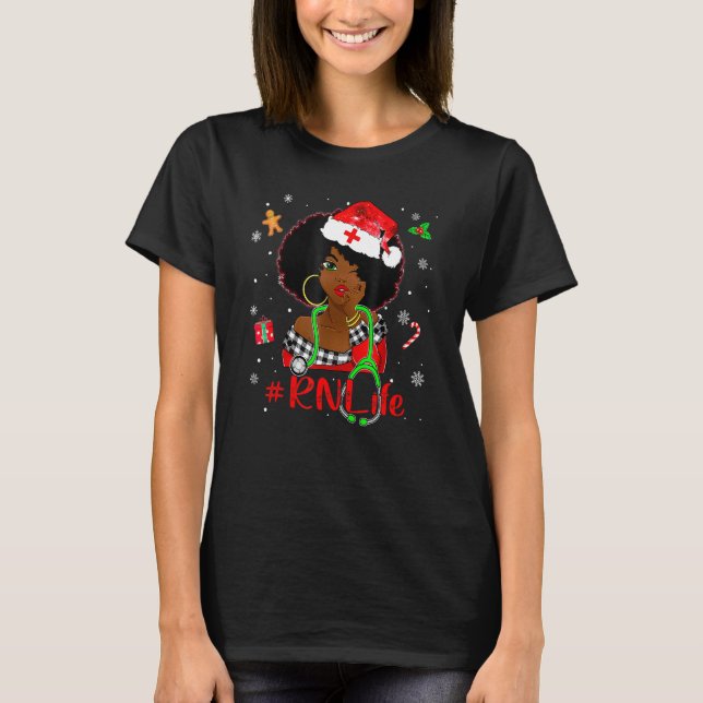 Christmas Registered Nurse Life African American M T-Shirt (Front)