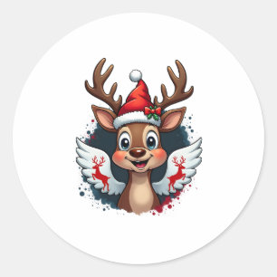 christmas Reindeer (1) Classic Round Sticker