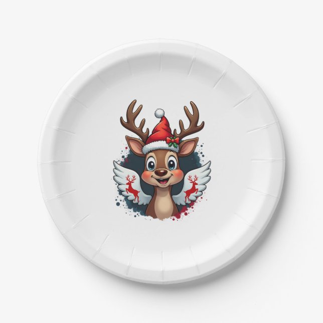 christmas Reindeer (1) Paper Plate (Front)