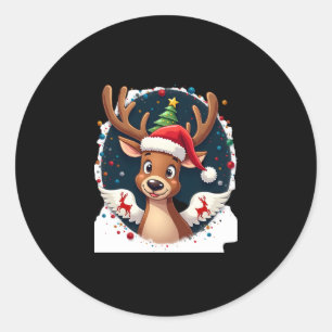 christmas Reindeer (2) Classic Round Sticker