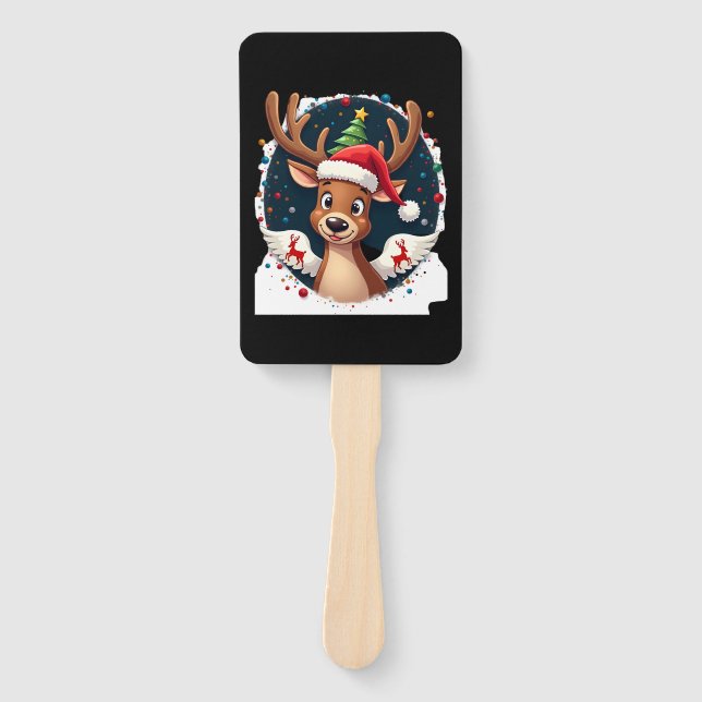 christmas Reindeer (2) Hand Fan (Front)