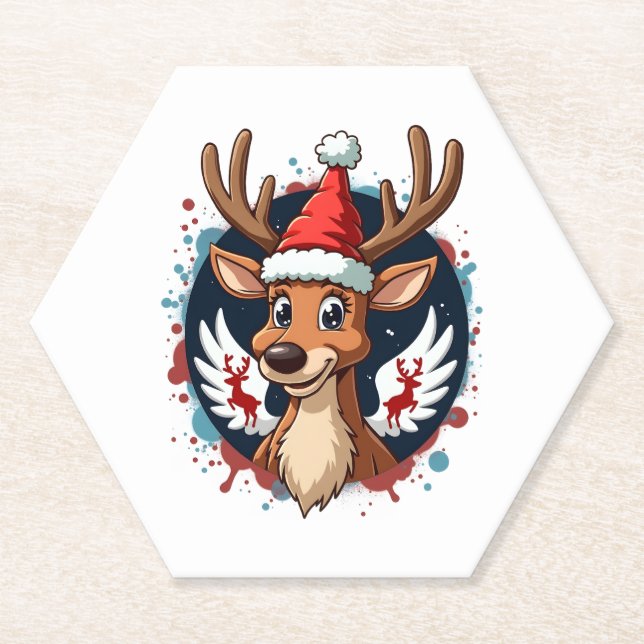 christmas Reindeer (2) Paper Coaster (Front)