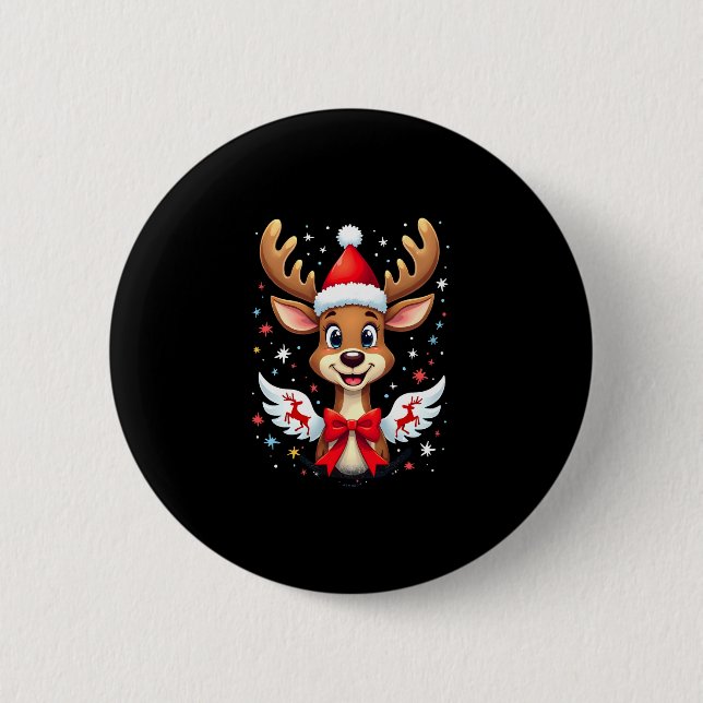 christmas Reindeer (3) 6 Cm Round Badge (Front)