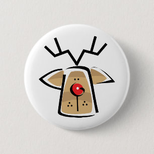Christmas Reindeer 6 Cm Round Badge