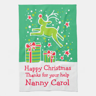 Christmas reindeer add a message kitchen towel