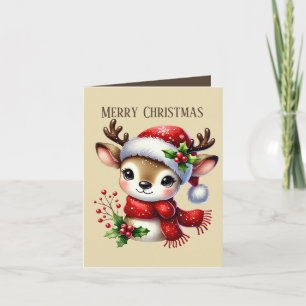Christmas reindeer add message kids Happy Holiday  Card