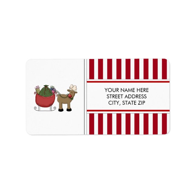 Christmas Reindeer Address Mailing Labels (Front)