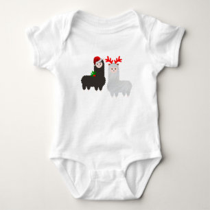 christmas reindeer alpacas baby bodysuit